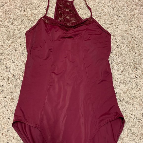Beautiful Balera Lace-back Leotard, XL Burgundy